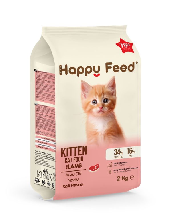 New Happy Feed Kuzu Etli Yavru Kedi Maması 2 Kg