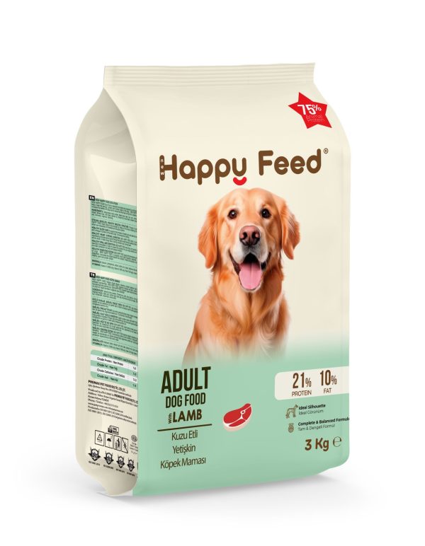 New Happy Feed Kuzu Etli Yetişkin Köpek Maması 3 Kg