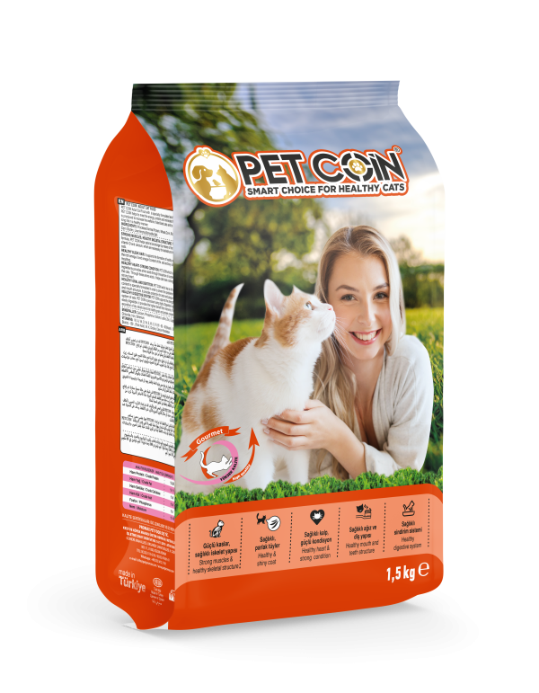 Pet Coin Tavuk Etli & Kuzu Etli & Somonlu Yetişkin Kedi Maması 15 Kg | 1,5 Kg