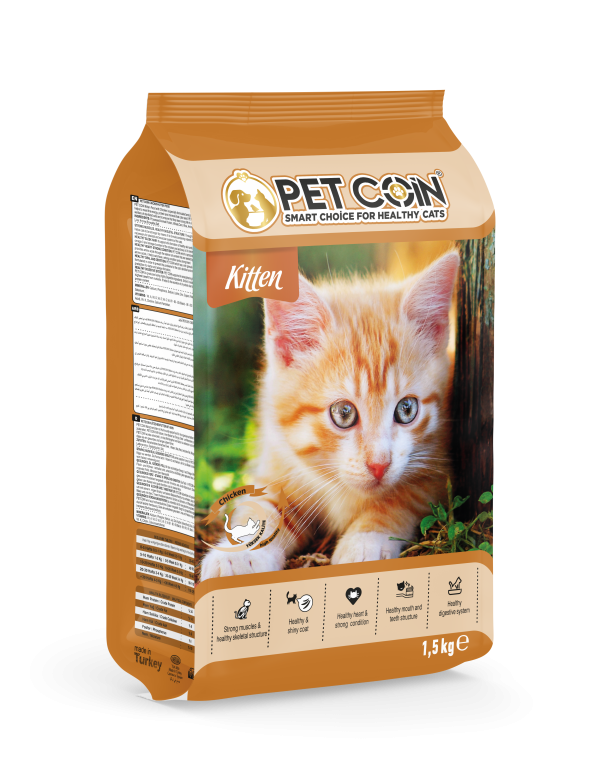 Pet Coin Tavuk Etli Yavru Kedi Maması 15 Kg | 1,5 Kg