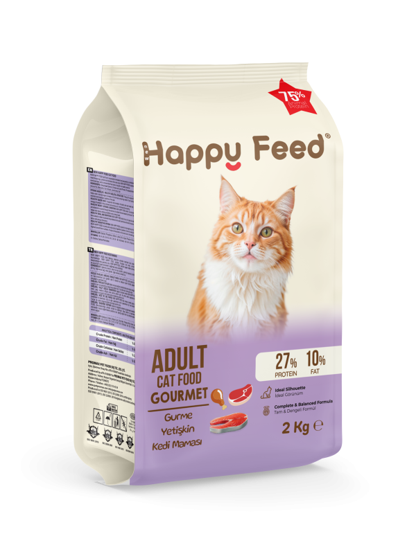 New Happy Feed Tavuk Etli & Kuzu Etli & Somonlu Yetişkin Kedi Maması 2 Kg