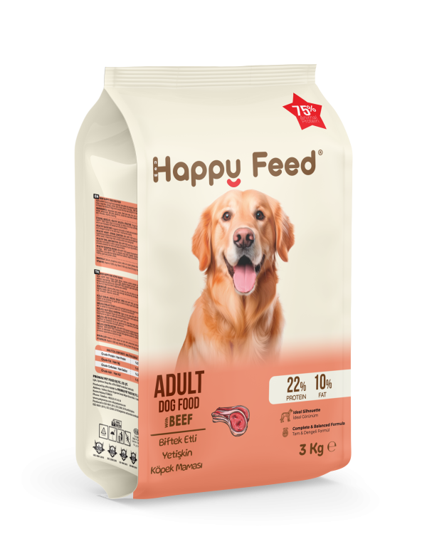 New Happy Feed Biftekli Yetişkin Köpek Maması 3 Kg