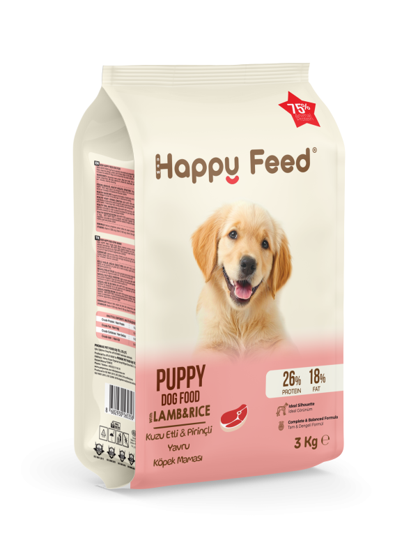 New Happy Feed Kuzu Etli & Pirinçli Yavru Köpek Maması 3 Kg