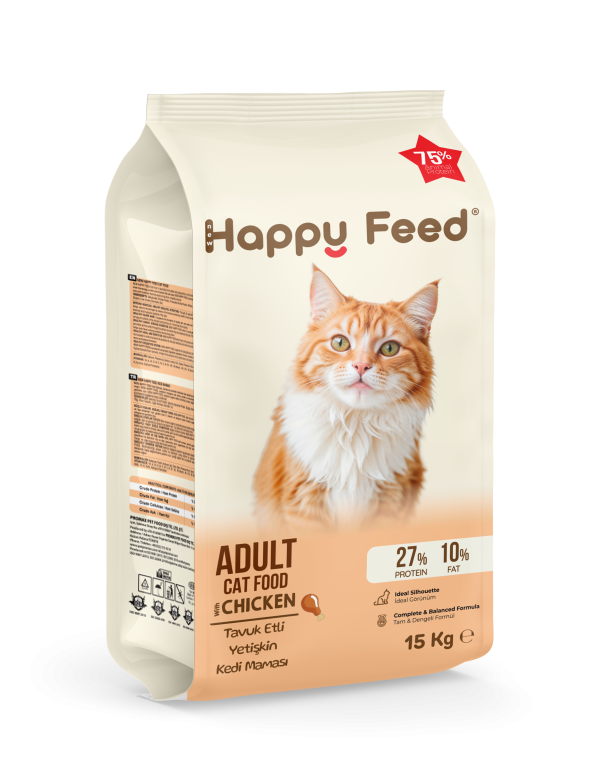 New Happy Feed Tavuk Etli Yetişkin Kedi Maması 15 Kg