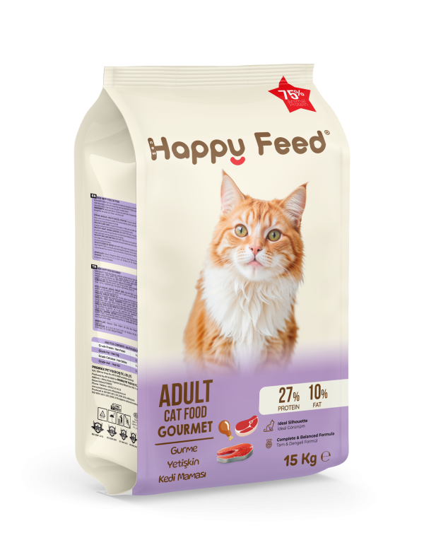 New Happy Feed Tavuk Etli & Kuzu Etli & Somonlu Yetişkin Kedi Maması 15 Kg