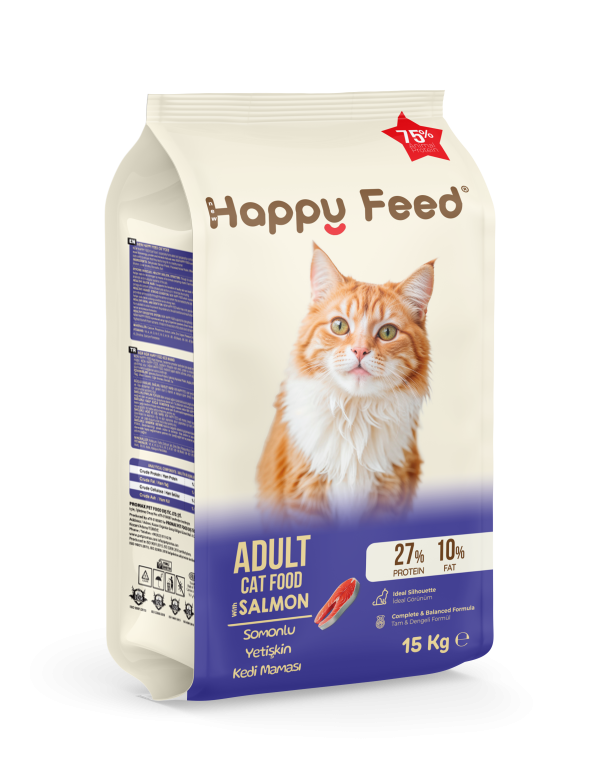 New Happy Feed Somonlu Yetişkin Kedi Maması 15 Kg