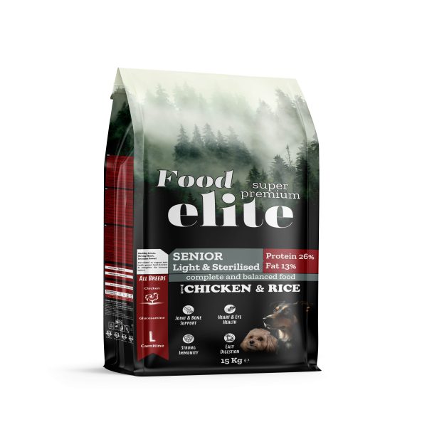 Food Elite Senior-Light Tavuklu ve Pirinçli Köpek Maması 15 kg