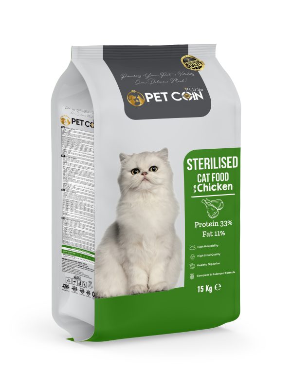 Pet Coin Plus Tavuklu Kısırlaştırılmış Kedi Maması 15 kg